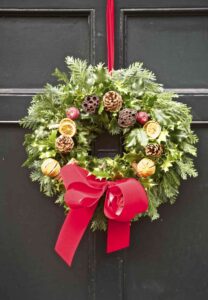 Wreath on front door