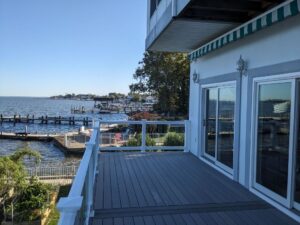 vinyl deck in shade river background