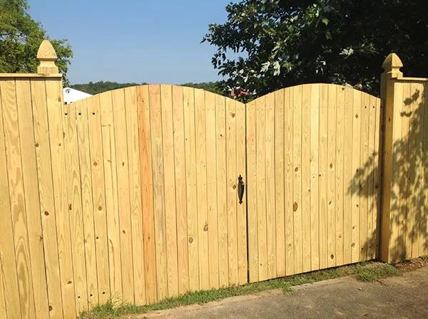 wood privacy fence gate arched